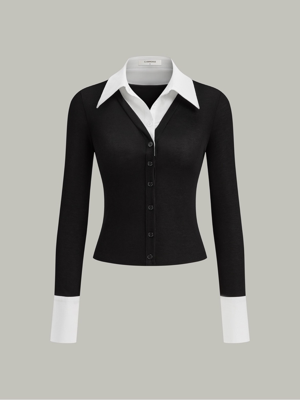 Commense 2 in 1 Contrast Collar and Cuff Skirt